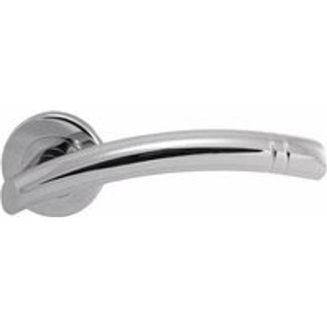 PAIR Arched Round Bar Lever with Ring Detailing Concealed Fix Polished Chrome