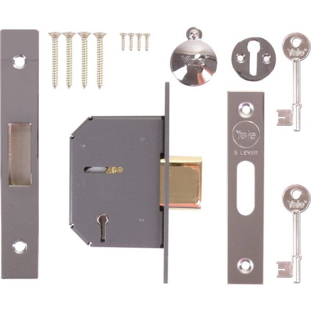 High quality yale chrome 5 lever deadlock 2.5" backset mortice door dead bolt