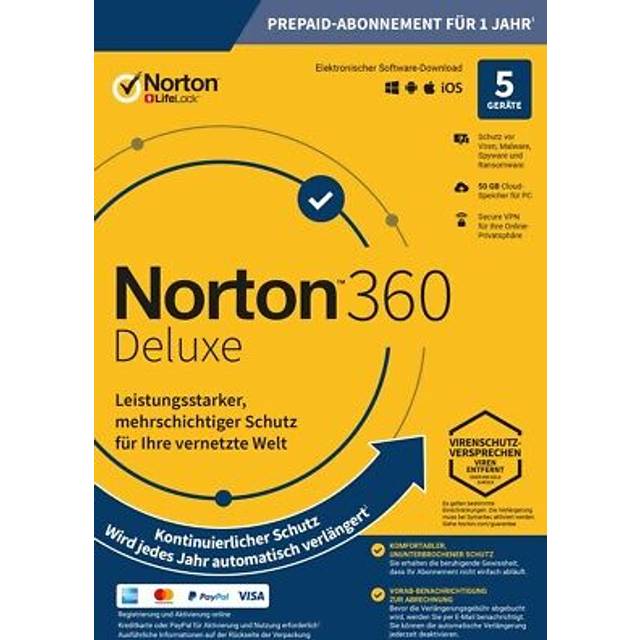 Norton 360 Deluxe  ESD   5 Ger�te 1 Jahr (Download)