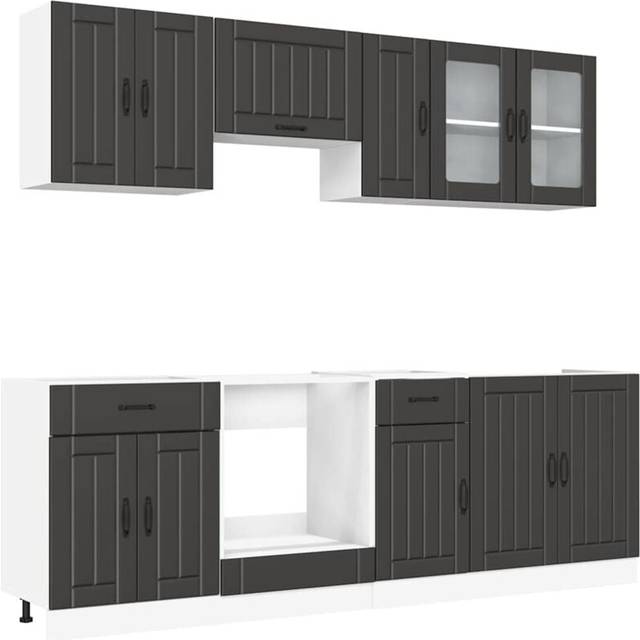 vidaXL 8 Piece Kitchen Cabinet Set Kalmar Black Engineered Wood