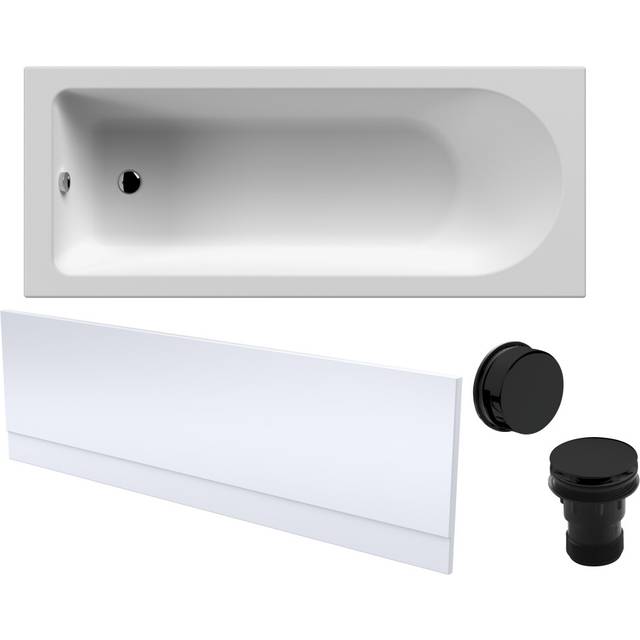 Round Single Ended Bath, Front Panel and Black Waste - 1700 x 700mm