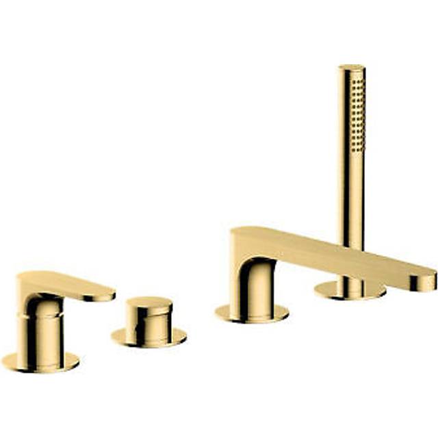 RAK Portofino 4Hole Deck Mounted Bath Shower Mixer Tap Brushed Gold Finish: Brushed Gold