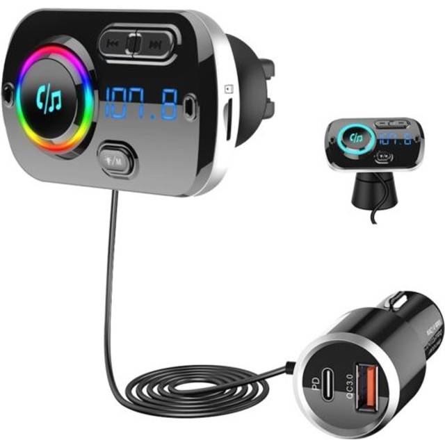 2023 Newest FM Transmitter Bluetooth 50 Car Radio Adapter HandsFree Car Kit PD30 20W Type C QC30 Fast Car Charger Support TF Card AUX Output