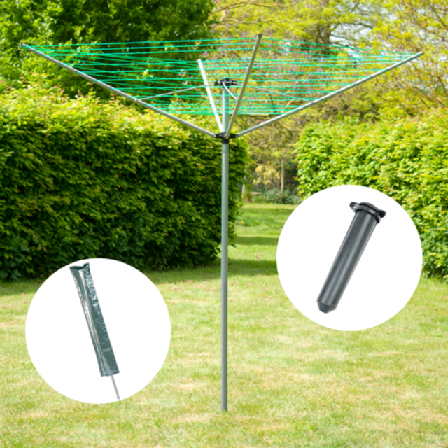 (4 Arm â (40m) With Cover) KCT Rotary Washing Clothes Line + Optional Covers