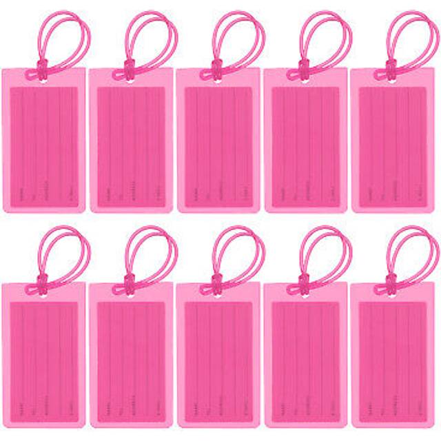 10 Pcs Luggage Tags For Suitcases, Flexible Pvc Luggage Tag, Pink