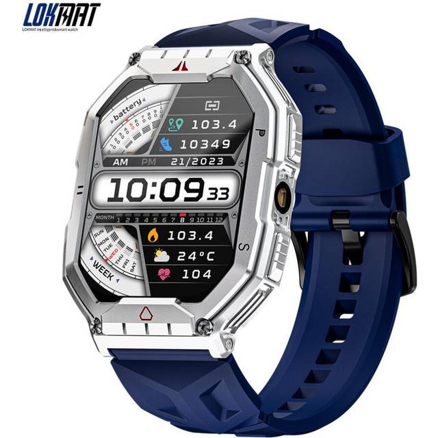(blue) Lokmat Ocean 3 Pro Sport Smart Watch Rugged Fitness Waterproof Smartwatches Heart Rate Monitor Full Touch Screen Watch