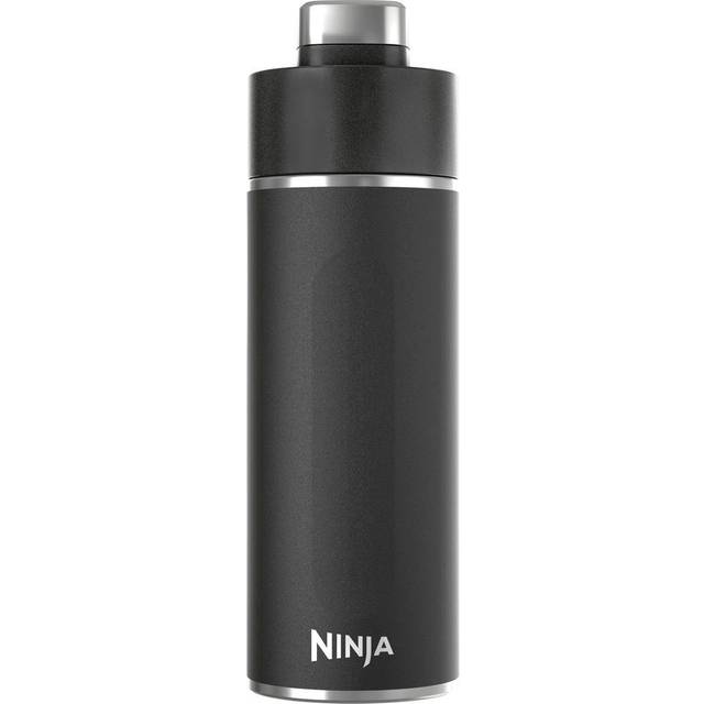 Ninja Thirsti vattenflaska och flaska 700 ml med läckagesäkert lock, designat för kolsyrade, varma och kalla drycker, perfekt för resor och sport, trippelisolerad, flaska i rostfritt stål, svart