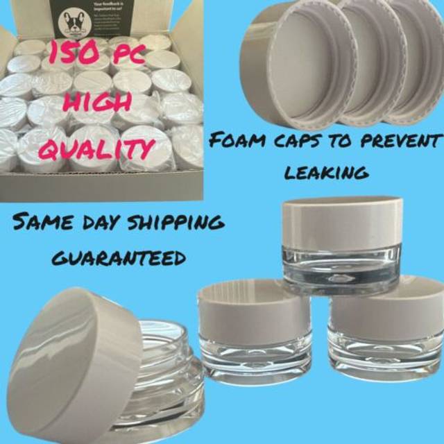 50 New Empty 5 Grams Acrylic Clear Round Jars - BPA Free Containers fo
