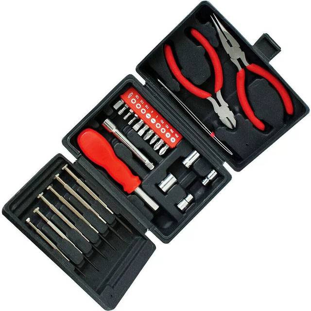 26 pcs mini tool kit electrical precision screwdrivers pliers set handy in case