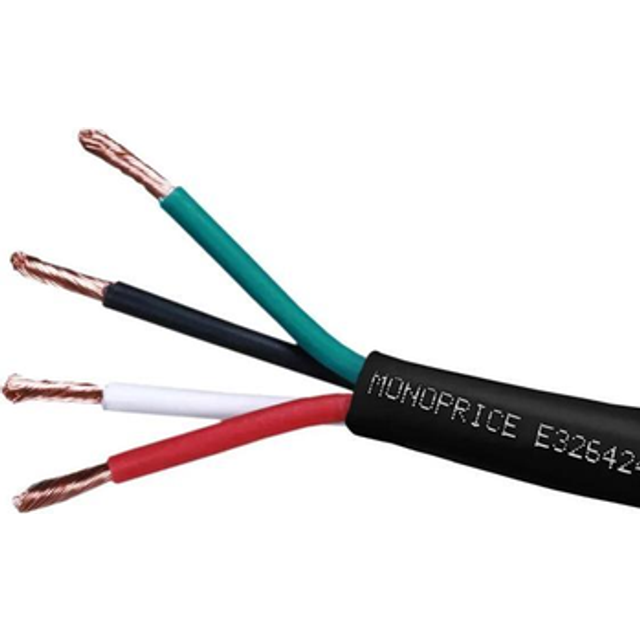 Monoprice Speaker Wire, CL2 Rated, 4-Conductor, 16AWG, 1000ft, Black
