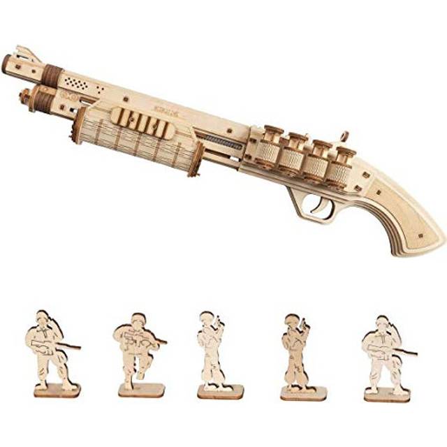 Wooden Model Kits for Adults Rubber Band Gun 3D Puzzle - TERMINATOR M870 Mechanical Building Construction Wooden Jigsaw Sets
