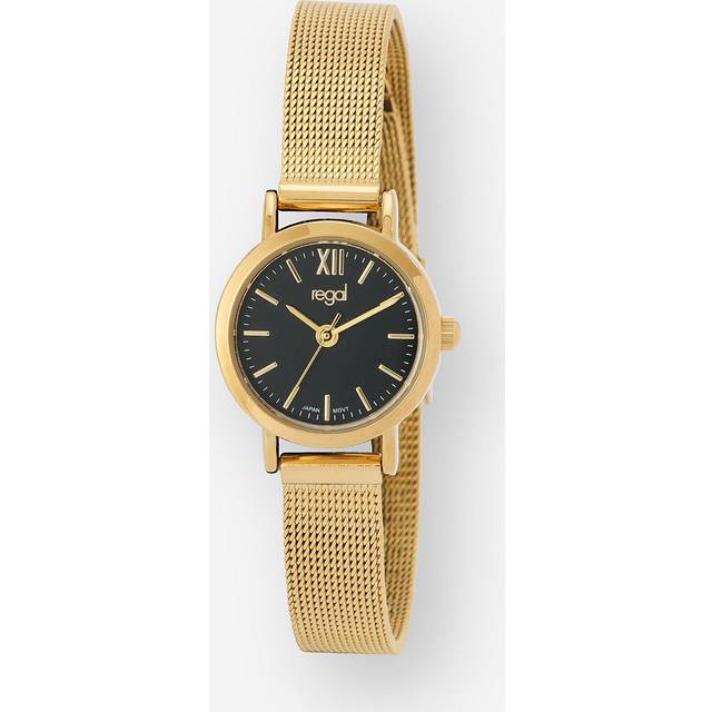 Regal damklocka - meshband guld/svart, 22mm