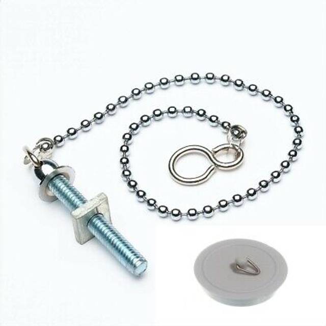 50 X Basin Sink Ball Chrome Chain & Stay Sets 300mm With 38mm White Plug | O