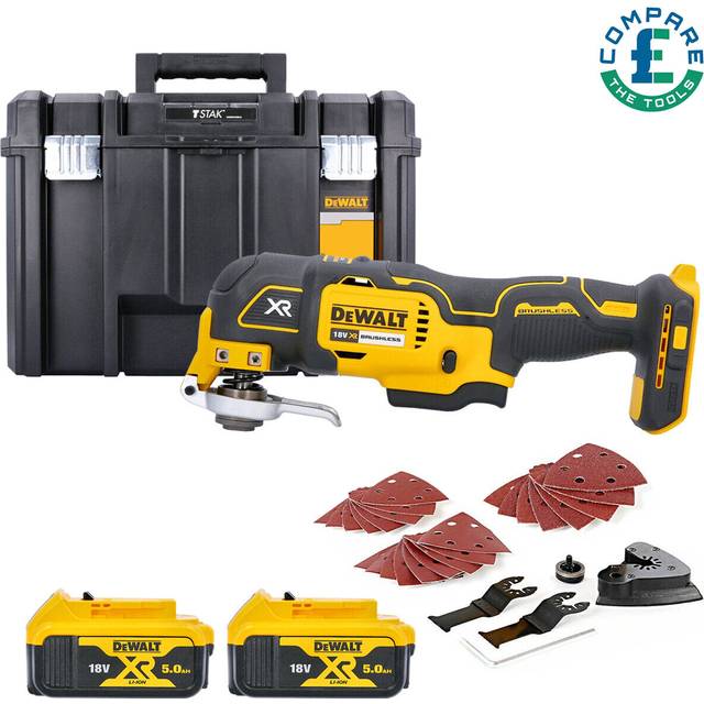 Dewalt dcs355n 18v brushless multitool with acc. + 2 x 5.0ah batteries & case