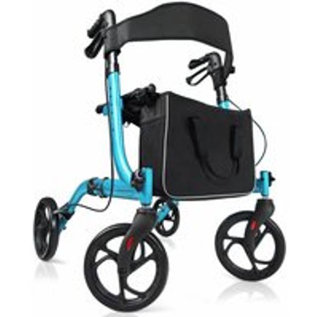 Costway - Folding Rollator Walker Aluminium Walking Mobility Aid Lightweight With 4 Wheels