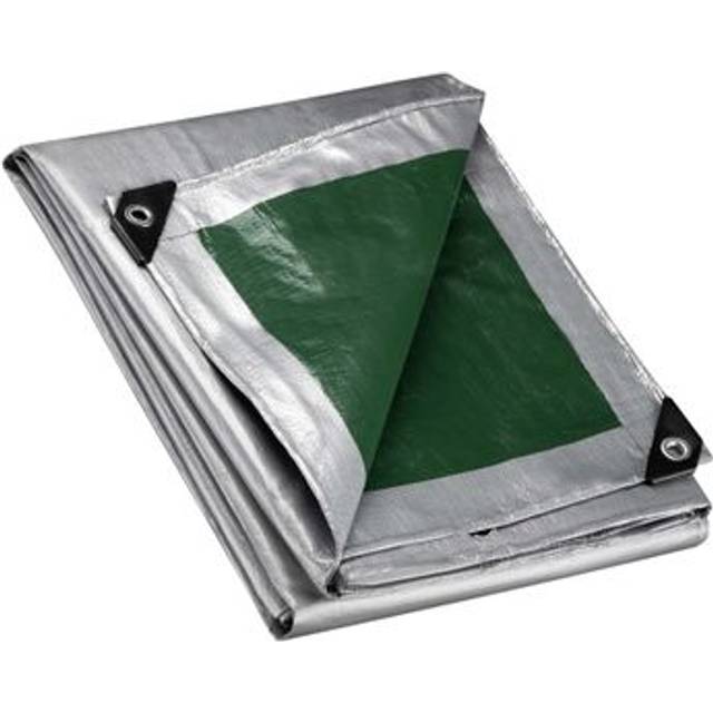 Wiltec Tarpaulin 4 x 3 m Grey Green Waterproof Heavy Duty Cover 120 g/mÂ² Multipurpose Sheet for Covering Larger Items Like Furniture, Pools or Boa...