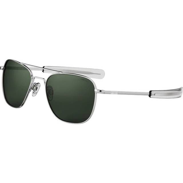 Randolph Engineering Man AF126 Bright chrome Outlet sunglasses Metal Silver Green Squared Normal