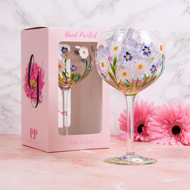 Hand Painted Dainty Daisies Gin Glass - Lesser & Pavey