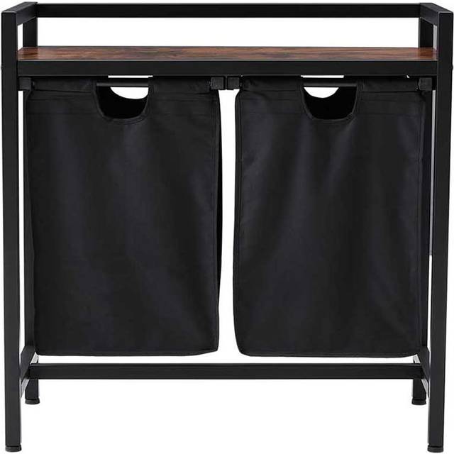 H&O Direct Double Sliding Laundry Sorter - Black