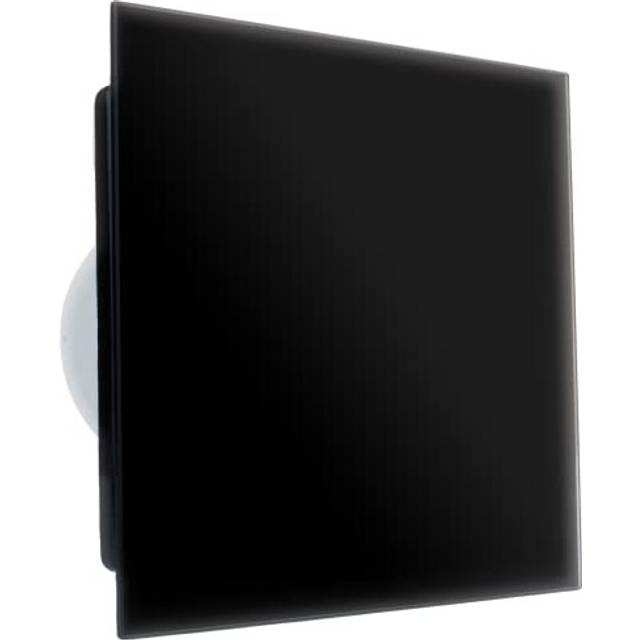 CRYSTALIS 4 inch Stylish Black Glass Cover Silent Extractor Fan with Timer For Bathroom Shower Wet Rooms to Control Humidity Moisture Mould