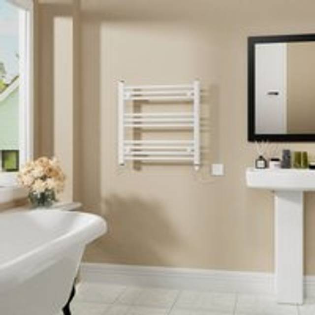 Warmehaus - Electric Bathroom Radiator Straight White 600x600mm 400W