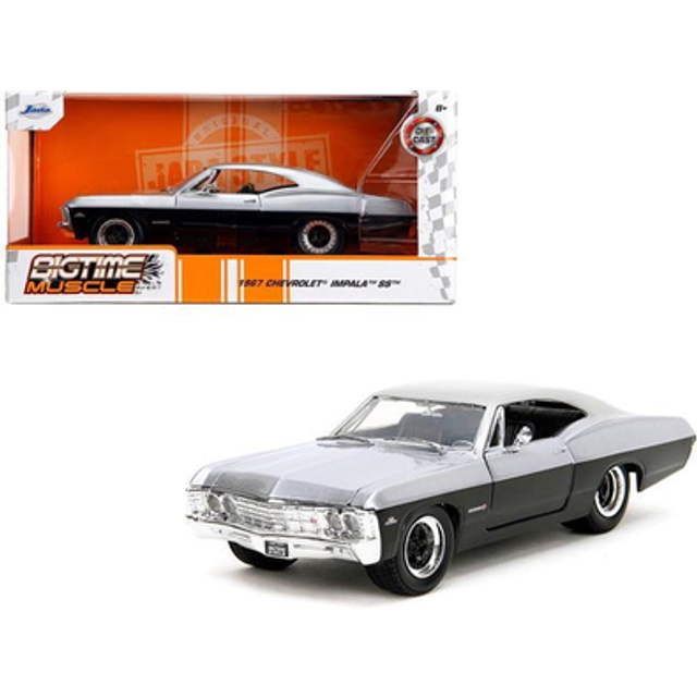 1967 Chevrolet Impala SS Silver Metallic and Black "Bigtime Muscle" Series 1/24 Diecast Model Car by Jada