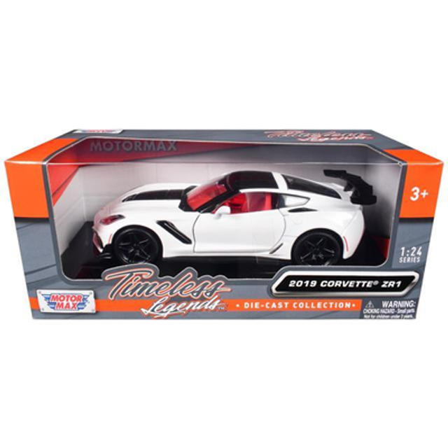 2019 Chevrolet Corvette ZR1 White and Black with Red Interior "Timeless Legends" Series 1/24 Diecast Model Car by Motormax