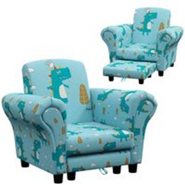 AIYAPLAY Kids Sofa Set Toddler Armchair with Footrest - Children Chair - Blue | TJ Hughes
