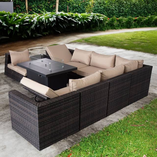 Furniture One Aluminium 5 Piece Patio Dining Set Tesling Swivel Chair, Brown