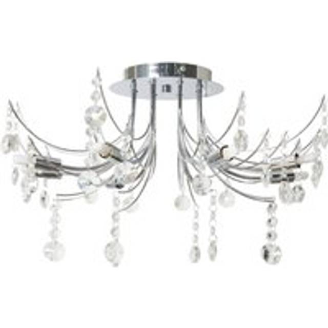 Litecraft Lily Ceiling Light Crystal Effect Flush Mount - Chrome
