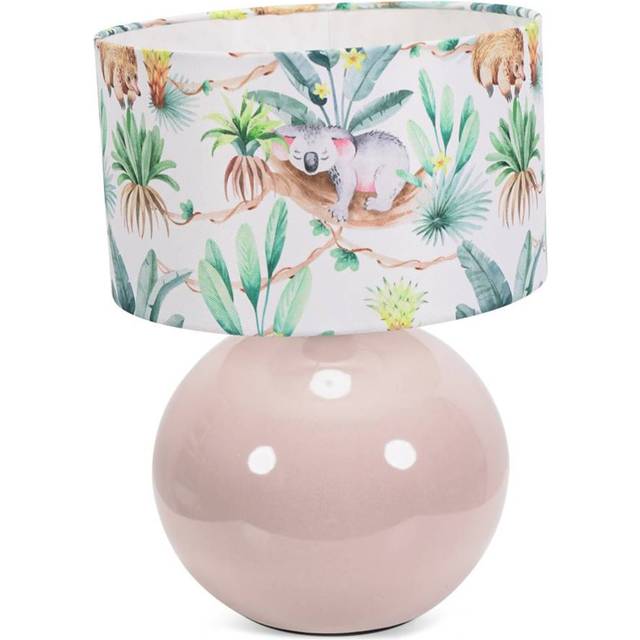 Bosco Stone Natural Ceramic Table Lamp with Tropical Print Drum Shade - led Bulb Included