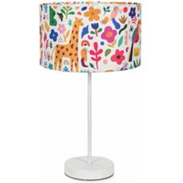 ValueLights Charlie Tropical Lamp Shade White Stem Table Lamp & Bulb