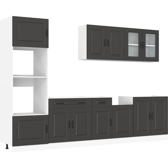 vidaXL 7 Piece Kitchen Cabinet Set Kalmar Black Engineered Wood