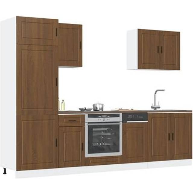 (brown oak) vidaXL 7 Piece Kitchen Cabinet Set Kalmar Old Wood Engineered Wood