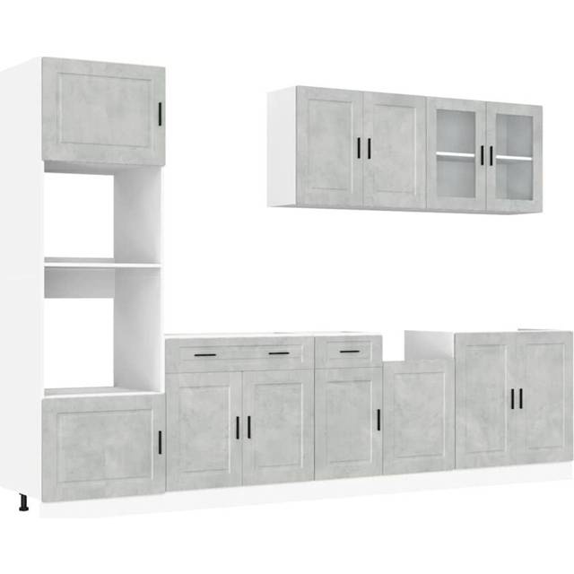 (concrete grey) vidaXL 7 Piece Kitchen Cabinet Set Kalmar Sonoma Oak Engineered Wood