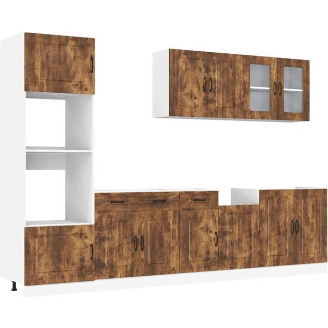 vidaXL 7 Piece Kitchen Cabinet Set Kalmar Smoked Oak Engineered Wood - Brown