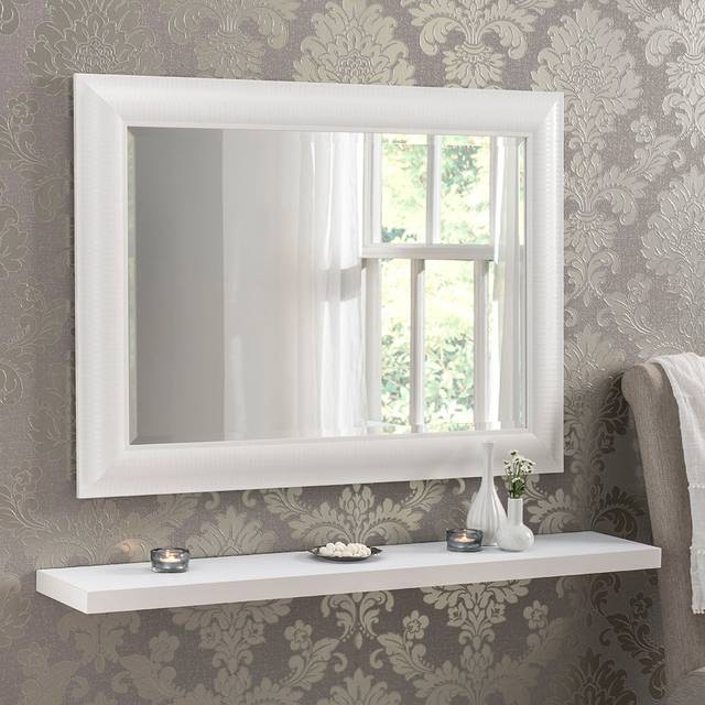 Yearn Silver Chrome Textured Wall Mirror 130 x 77cm