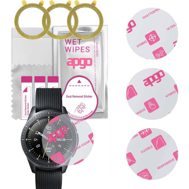 3x apgo Ultra-Clear Hybrid protective glass compatible with Samsung Galaxy Watch 42MM, flexible nano glass, great replacement for tempered glass, scra