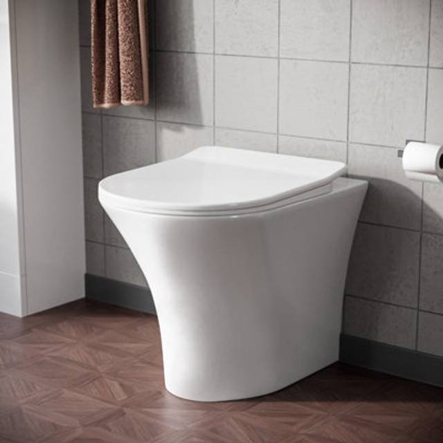 Nes home modern bathroom rimless back to wall toilet with soft close seat white