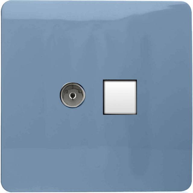 Trendi Modern Glossy Tactile TV Co-axial Socket+RJ45 Cat 5e&Cat 6 PC Ethernet Socket Sky
