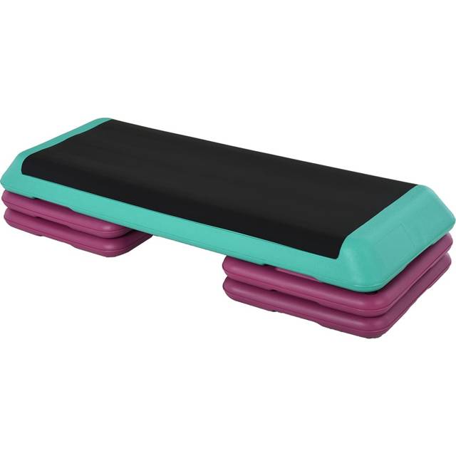 HOMCOM Black Adjustable Anti Slip Aerobic Step Platform - 20 x 40 x 110cm