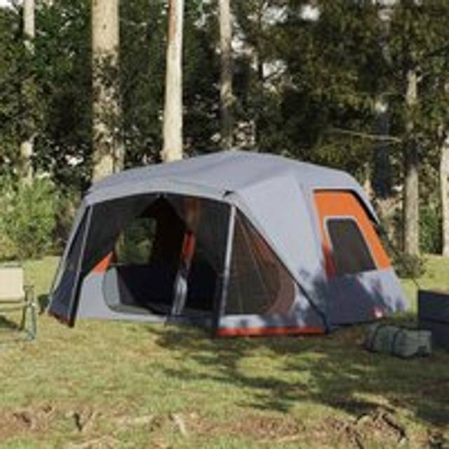 Family Tent 10-Person Grey and Orange Quick Release Waterproof - One Size