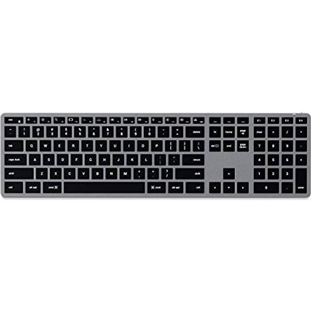 Satechi Slim X3 Bluetooth Backlit Keyboard with Numeric Keypad ? Illuminated Keys & Multi-Device Sync ? For M2/ M1 MacBook Pro/Air, M2/ M1 iPad