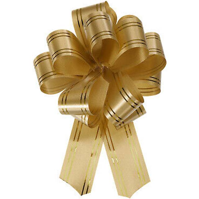 5pcs 4 inch large pull bow metallic gold gift wrapping bows with gold edge