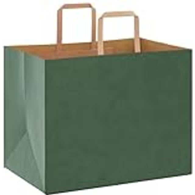 vidaXL Paper Bags 50 pcs with Handles Green 32x12x42 cm