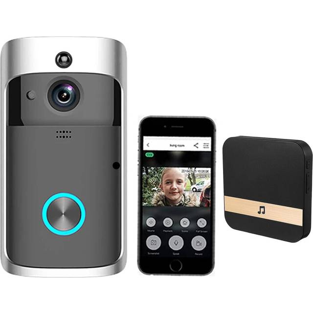 Video Doorbell Camera with Chime Wireless Smart Doorbell with Free Cloud Storage Remote Monitoring Voice Intercom