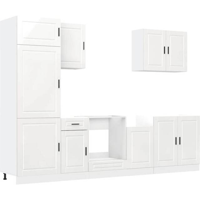 vidaXL 7 Piece Kitchen Cabinet Set Porto High Gloss White Engineered Wood