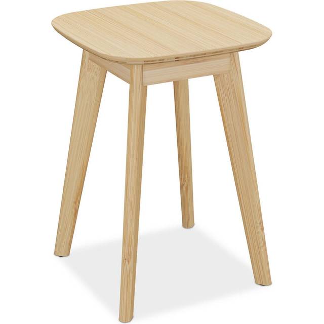 Relaxdays - Bamboo Stool, for Kitchen, Hallway & Bathroom, HxWxD: 46 x 33 x 33 cm, Wooden Seat, Plant Stand, Natural