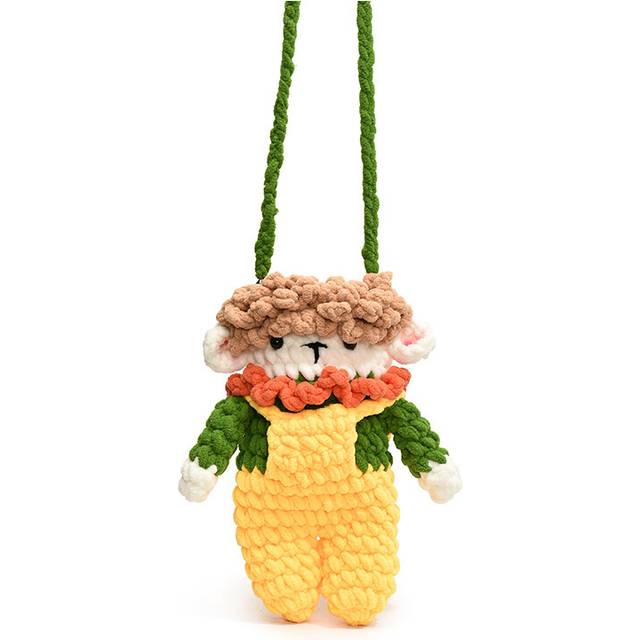 (Yellow) Soft And Lightweight Knitted Cartoon Shoulder Bag For Boys And Girls Ideal For Preschool With Quirky Animal Graphics