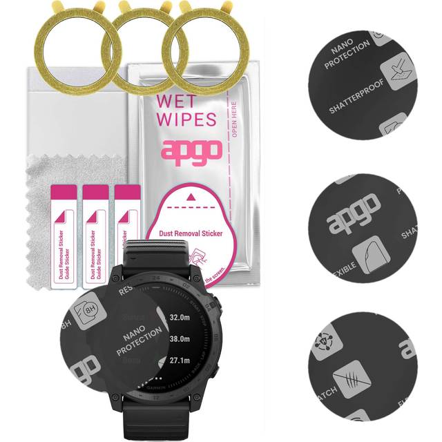 3x apgo MATTE Hybrid protective glass compatible with Garmin Tactix 7, flexible nano glass, great replacement for tempered glass, scratch-resistant, f
